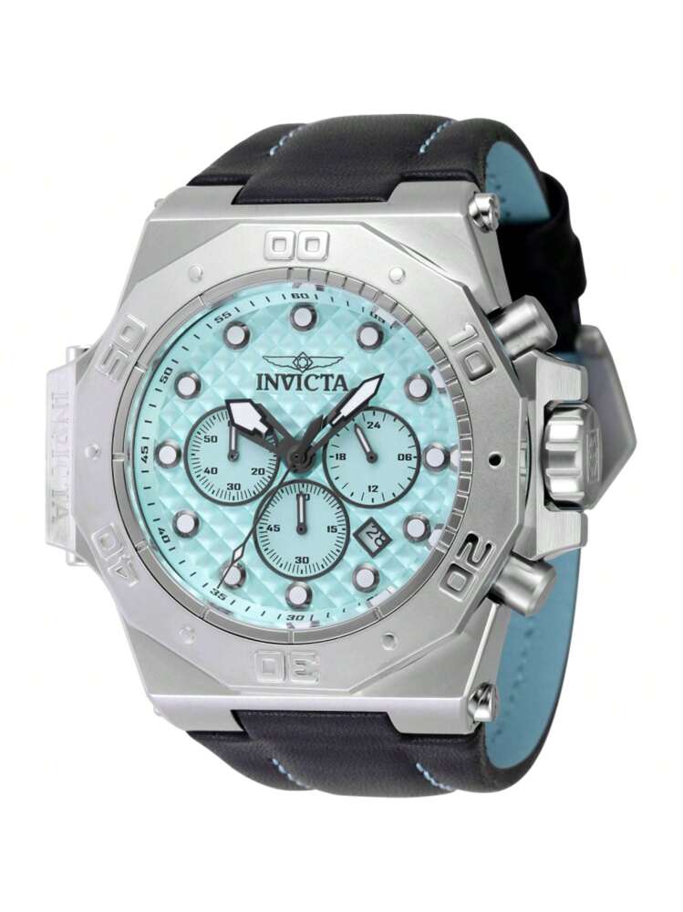 Invicta 47529 Men's Akula Turquoise Dial Black Leather Strap Watch