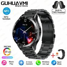 GUHUAVMI 2024 New Men's Smart Watch Earphone 2-In-1 Newly Upgraded Version X10, Wireless Call (Make/Answer Call), 1.39 Inch(3.53cm) HD Full Touch Screen, Heart Rate Monitoring, Shake And Take Photos, Call Reminder/Rejection, Information Push, Multi Sport Mode,Weather,NFC Access Control, Women's Fitness Smartwatch, Best Gifts