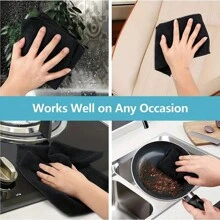 20 Pcs Dish Cloth Set, Microfiber Rag, Kitchen Scouring Pad, Multi-Purpose Car Cleaning Rag - Black - View 2