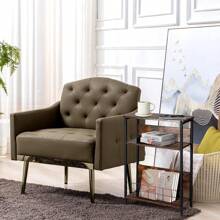 Vintage Slim Side Table, 3-Tier Modern End Table For Narrow Spaces, 24.6" Height, Small Nightstand With Storage Shelf & Magazine Rack, Space-Saving Design For Sofa Or Bedside Grey - 棕色 - 查看 2