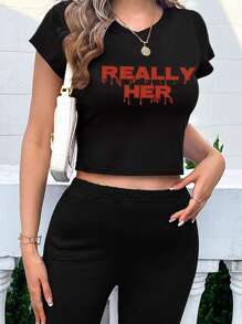 Customizable V-Neck T-Shirt, Can Add Text, Choose Font And Color Black Summer - Black - View 5