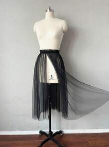 1 件白色新娘派对礼服，配有可拆卸裙裾、松紧腰带和荷叶边，长度 80 厘米，万圣节 - 白色 - 查看 15