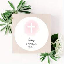 Autocollants de baptême personnalisés : 45/90 pièces - Étiquettes avec nom et date personnalisés pour la fête de baptême d'Amy - 1,77 po/4,5 cm - Conception artistique