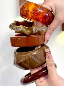 1 件女士复古琥珀色不对称时尚手链，性感大方，适合周年纪念礼物，秋冬季