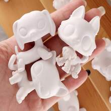LPS White Figure Base, 3 Pieces Random Dachshund Husky Cocker Spaniel Great Dane Dog Kitten Crouching Cat Shorthair Cat Wolfcat Deer DIY Paint Blank Molds Compitable With LPS Fans Gifts Birthday Graduation - White - View 5