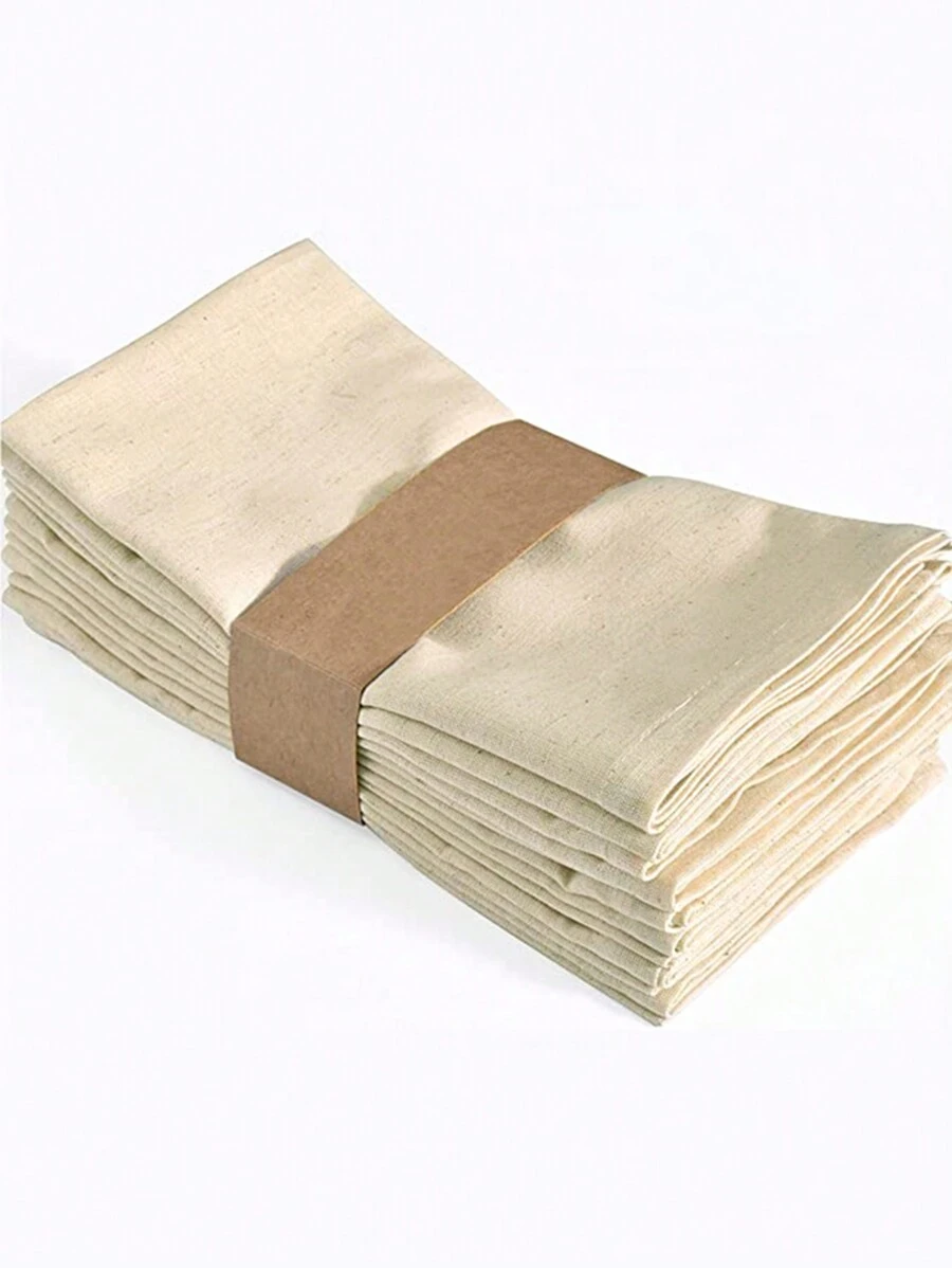 2/6/12pcs Natural Wood Tone Linen-Like Thin Napkins, Suitable For Wedding, Party, Dining, Restaurant, Kitchen, Dining Table Decor, 40x40cm/45x45cm, Daily Home Decor - Beige - View 1