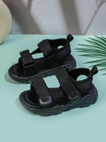 1 双儿童夏季凉鞋，新款男童凉鞋，婴幼儿沙滩鞋，女童软底 - 黑色 - 查看 1