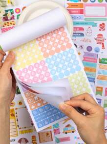 24 页/1700 张计划贴纸 - 剪贴簿笔记本装饰、月度计划个人组织美学贴纸、波西米亚风格计划贴纸书、日历和垃圾日记装饰 - 彩色 - 查看 11