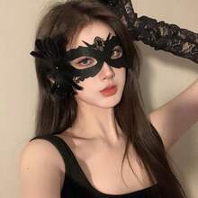 Black Floral Half Face, Masquerade Ball Eye, Fancy Dress Up Prop Prom Gala New Year Party Cosplay Night - 黑色骷髏手 - 查看 9