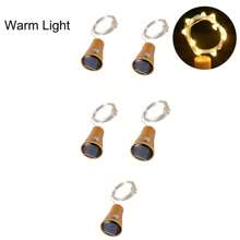 1/2/5 chiếc đèn LED năng lượng mặt trời gắn nút chai rượu vang, dài 2m, 20 bóng LED, đèn dây trang trí bằng dây đồng, thích hợp cho tiệc ngoài trời, đám cưới, chậu hoa, trang trí ngày Valentine. - Năng lượng mặt trời - Xem 20