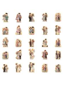 50 件情侣涂鸦贴纸装饰适用于冰箱、书桌、笔记本电脑、手机壳、平板电脑、行李箱、笔记本 - 彩色 - 查看 7