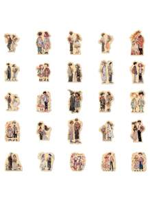 50 件情侣涂鸦贴纸装饰适用于冰箱、书桌、笔记本电脑、手机壳、平板电脑、行李箱、笔记本 - 彩色 - 查看 8