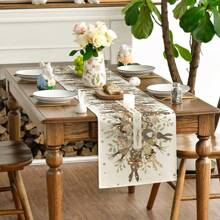 Eucalyptus Bunny Happy Easter Tablecloth, Seasonal Spring Kitchen Table Decoration, Home Party Decor