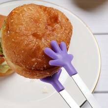 3pcs Mini Dessert Clips Stainless Steel Ice Cubes Clips, Purple/Red Heart Shape/Gloves/Palm Shape Non-Slip Silicone Baking Bread Clips/Candy Clips/Biscuit Clips/Pastry Clips/Snack Clips/Ice Cubes Clips/Salad, Fruit Clips/Snack Clips/BBQ Clips, Kitchen Tools Food Cutlery - Multicolor - View 7