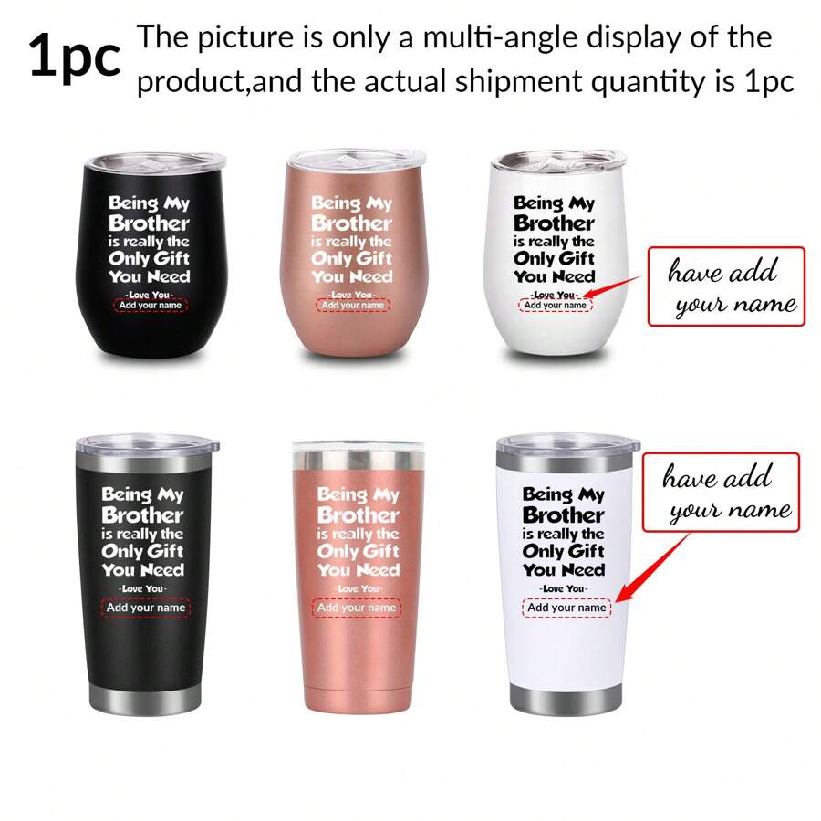 1 个个性化不锈钢水瓶，12 盎司/20 盎司，适合户外露营、健身、办公室和汽车旅行，是送给兄弟和朋友的绝佳礼物，也是送给男士的最佳生日和节日礼物 - 彩色 - 查看 1