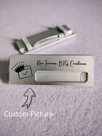 7x2.6cm Customized Silver Metallic Aluminum Alloy Epaulette With UV Printing, Logo, Name & Title For Makeup & Beauty Store Employees