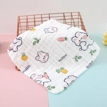 5入/包隨機發送6層印花紗布手帕,適用於嬰兒、幼兒和日常使用