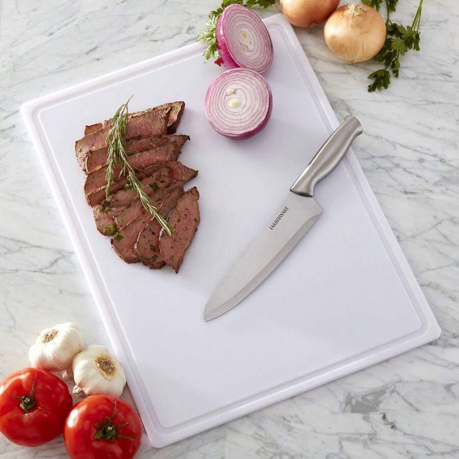 Extra large plastic cutting board with perimeter juice groove
