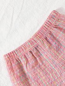 2pcs Baby Girl Cute Ruffle Trim Sleeveless Top And Shorts Set, Spring/Summer - Pink - View 7