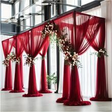 1 Stück eleganter burgunderroter Hochzeitsbogen Vorhang aus Tüll, romantische Braut-Zeremonie Dekoration, geeignet für Liebesthemen-Anlässe, Hochzeiten Outdoor, Geburtstage, Heiratsanträge, Verlobungen, Weihnachten, Silvester-Partys, burgunderroter Vorhang, Größe 75*600cm, 160*600cm, 160*1000cm