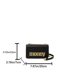 Women's Color Block Metal Letter Decor Chain Crossbody Accordion Style Handbag - View 6