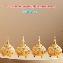1 pièce/4 pièces Brûle-encens filigrane floral doré, support d'encens en métal ajouré doré de petite/grande taille, brûleur de parfum pour le safran, le santal, accessoires de décoration d'intérieur, ornement de style exotique