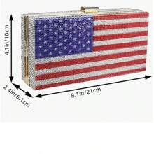 The Flag Crystal Clutch Purse For Women Evening Bags Party Chain Shoulder Handbags, Small - Red - View 3