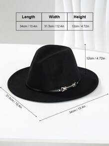 1 chiếc mũ Fedora Jazz thanh lịch bằng polyester thắt lưng đối xứng dành cho nữ, thích hợp để đội hàng ngày và dự tiệc ngày lễ - màu đen - Xem 3