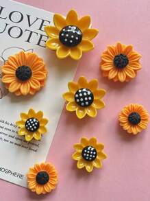 8pcs/Set Cute Sunflower Fridge Magnets: Suitable For Your Refrigerator Or Office Whiteboard - Plastic, Round Magnets - Multicolor - View 12