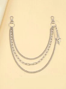 1pc Punk Chic Tetrastars Pendant Chain, Multilayer Metal Fashion Jeans Chain/Belt For Casual Wear