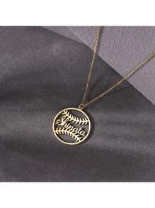 1 pièce Collier pendentif avec nom de baseball en acier inoxydable, thème minimaliste et élégant. Bijou de sport personnalisé, convient pour le port quotidien des femmes. Accessoire sans pierre précieuse.
