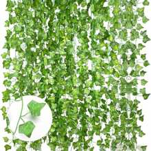 1 件/6 件/12 件人造红薯藤、常春藤假叶绿叶花环、家庭派对装饰假植物，适用于房屋、窗户、庭院 - 地瓜葉 - 查看 1