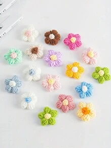 5 pièces de fleurs en crochet bouffantes finies à la main, matériel de transformation de miroir, fleurs décoratives pour miroir pied-de-biche, décoration de cadre de miroir au sol créative faite à la main, purement tricotées à la main, convient pour les vêtements, les parapluies, les rideaux, les patchs de tuyaux de climatiseur et l'embellissement