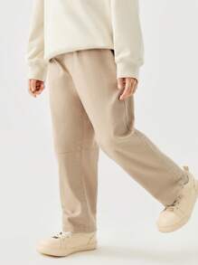 mini bala Kids' Loose-Fit Tapered Pants, Casual Outdoor Spring Wear - Camel - View 2