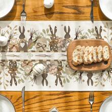 Eucalyptus Bunny Happy Easter Tablecloth, Seasonal Spring Kitchen Table Decoration, Home Party Decor