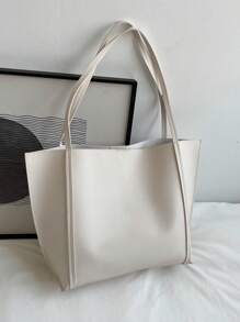 Fashionable Large Capacity Tote Bag, Casual Personalized Tote Bag, Versatile Stylish Handbag For Women - Beige - View 3