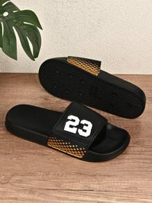 Men's Soft EVA Flat Non-Slip Number 23 Slippers, Comfortable Shower Bathroom Beach Slides, Durable Casual Shoes Suitable For Daily Wear