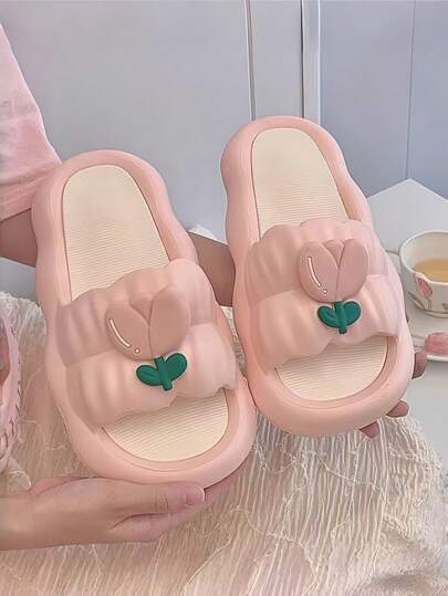 Tulip Fairycore 厚底凉鞋 - 防滑云朵舒适拖鞋 | 女士夏季户外室内家居鞋，可爱美观的学生沙滩拖鞋