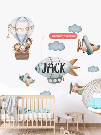 1 Piece Of 30 * 120cm /11.81 * 47.24in, Customized Text Wall Sticker, Teddy Bear On The Moon, Cartoon Painting Of Clouds And Stars, Self-Adhesive Painting For Home Bedroom, Study, Living Room, School Classroom Corridor Decoration, PVC Removable,Girls/Boys Room Decor,Kids Room,Kids Room Decor,Baby Room Wall Sticker.Nursery Stickers. Back To School
