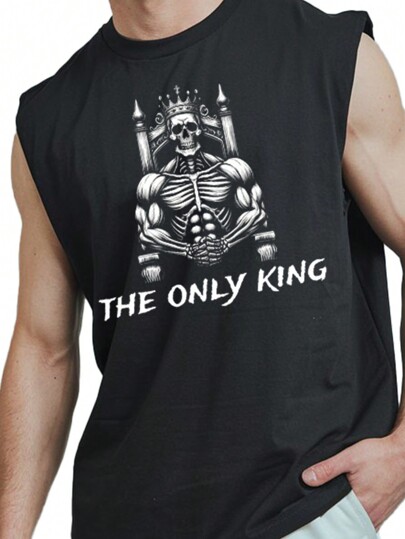 PLAYERA CAMISETA SIN MANGAS  MEMES CALAVERA GYM Y URBAN CALACAS CHIDA THE ONLY KING