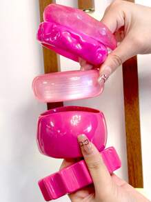 1 chiếc vòng tay thời trang màu hồng cánh sen dành cho nữ, thiết kế hình tròn và bánh răng bất đối xứng, thanh lịch và đa năng, phù hợp với phong cách trưởng thành (Độ lệch kích thước 3mm/0,11 là bình thường) - Màu Hồng Tươi - Xem 2