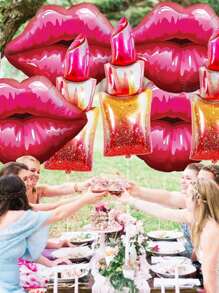 5 个巨型嘴唇和吻印铝箔气球，红色唇膏铝箔气球适用于化妆和单身派对、婚礼、生日、新娘送礼会、周年庆典 - 彩色 - 查看 7