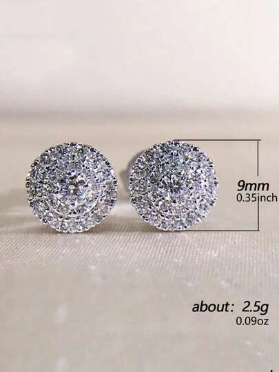 2 chiếc khuyên tai tròn bằng đồng tối giản Cubic Zirconia, quà tặng trang sức thời trang đa năng cho cả nam và nữ