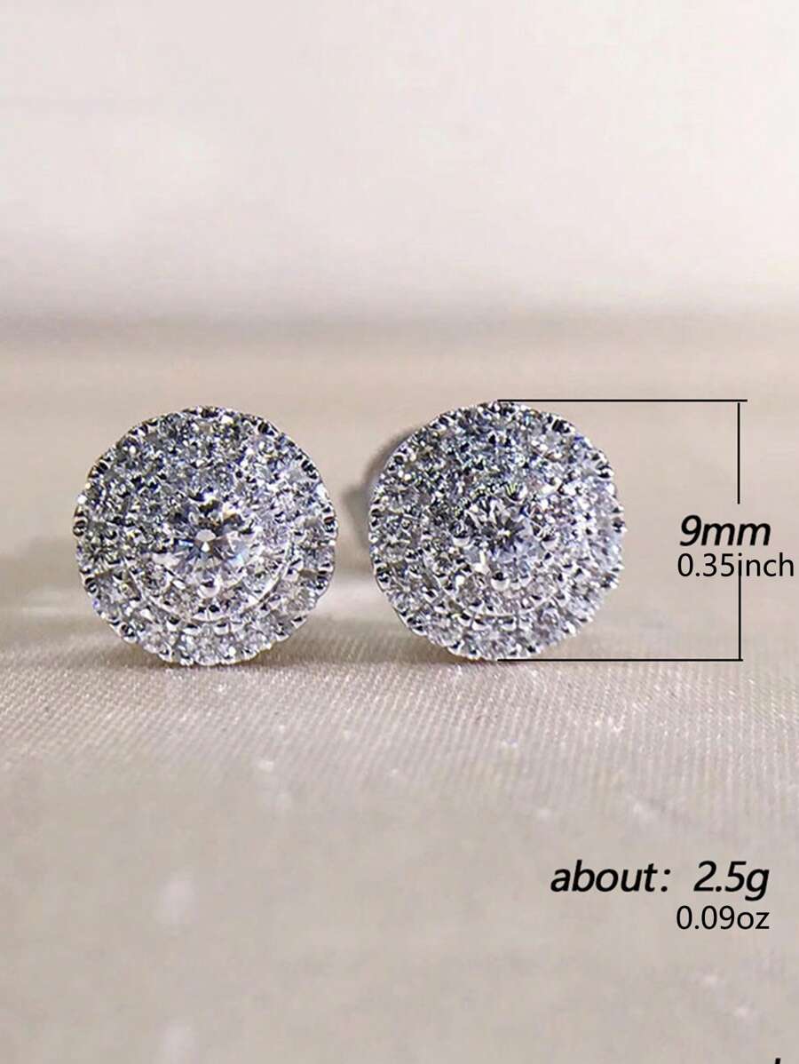 2 chiếc khuyên tai tròn bằng đồng tối giản Cubic Zirconia, quà tặng trang sức thời trang đa năng cho cả nam và nữ - Hoa tai - Xem 1