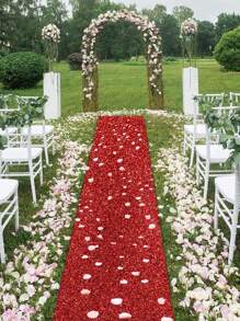 1pc 75*300/75*500cm Red Glitter Aisle Runner Carpet, Romantic Wedding Aisle Runways, Outdoor Birthday Decorations, Valentine's Day Decoration, Proposal Scene Decoration Glitter Rug, Indoor And Outdoor Decor