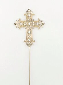 2 pièces Décorations de gâteau en métal et cristal en forme de croix, décorations de gâteau "Que Dieu bénisse" pour baptême de bébé, mariage, baptême, cuisson, fournitures pour fête de gâteau