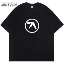 Punk Aphex Twin Print T Shirt Oversize Hip Hop Wommen S Streetwear Harajuku T Shirt Goth Summer Top Shirt - 黑色 - 查看 1
