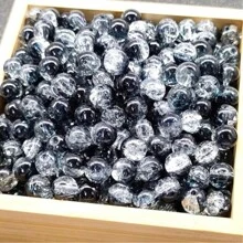 50/100 颗 8 毫米黑色裂纹亚克力珠，适合 DIY 珠宝制作，时尚简约风格，非常适合情侣手链和工艺配件