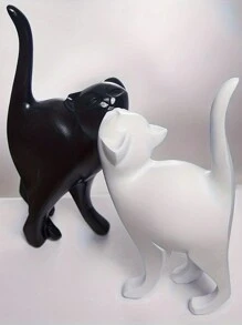 1pc创意造型猫咪情侣黑白带尾巴可爱猫咪家居客厅玄关树脂家居情侣摆件装饰decorazioni相机家居装饰