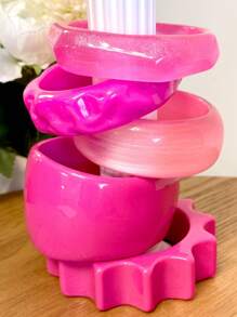 1 chiếc vòng tay thời trang màu hồng cánh sen dành cho nữ, thiết kế hình tròn và bánh răng bất đối xứng, thanh lịch và đa năng, phù hợp với phong cách trưởng thành (Độ lệch kích thước 3mm/0,11 là bình thường) - Màu Hồng Tươi - Xem 1